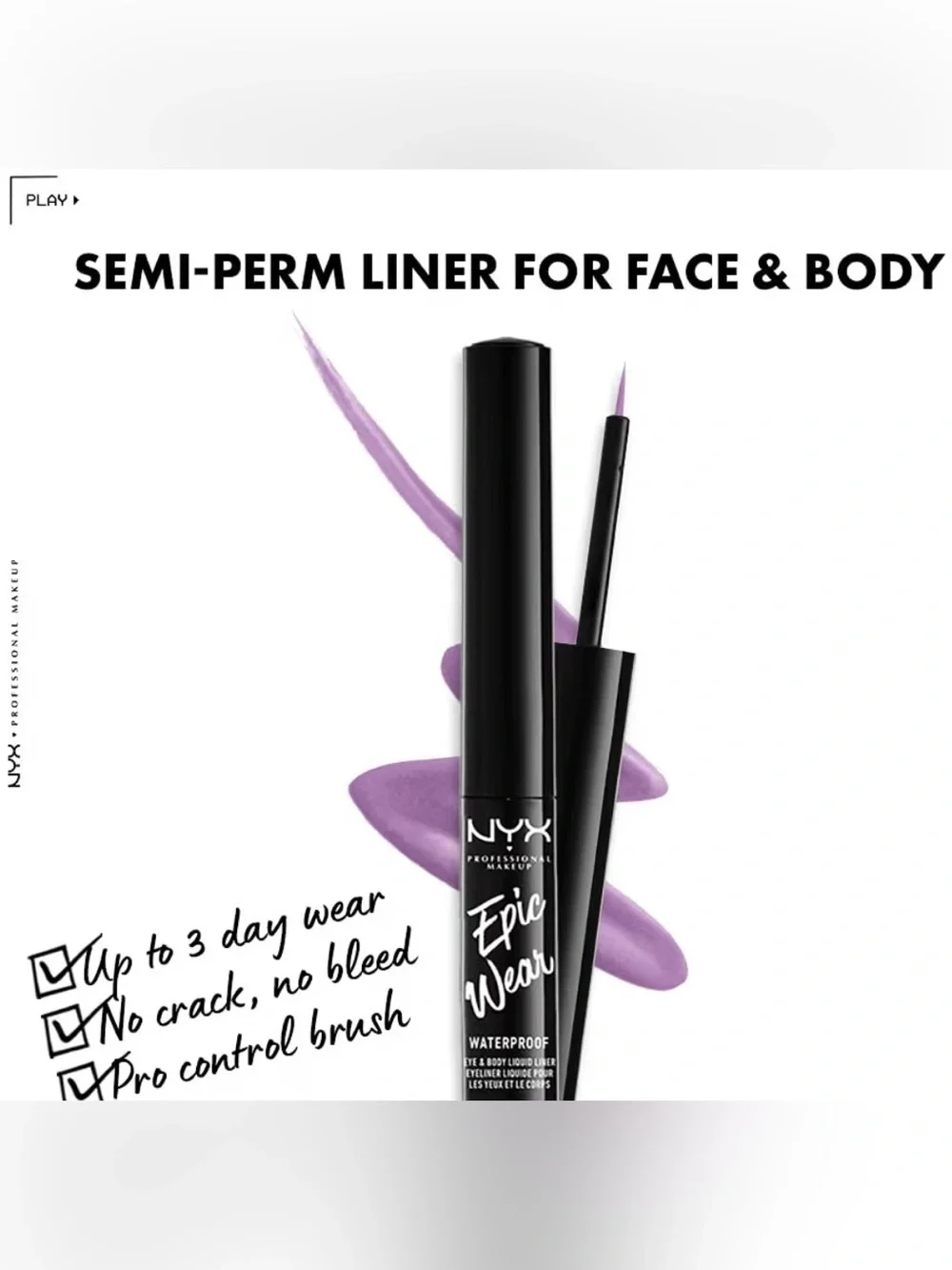 NYX Epic Wear Waterproof Liquid Liner — Lavender Lilac